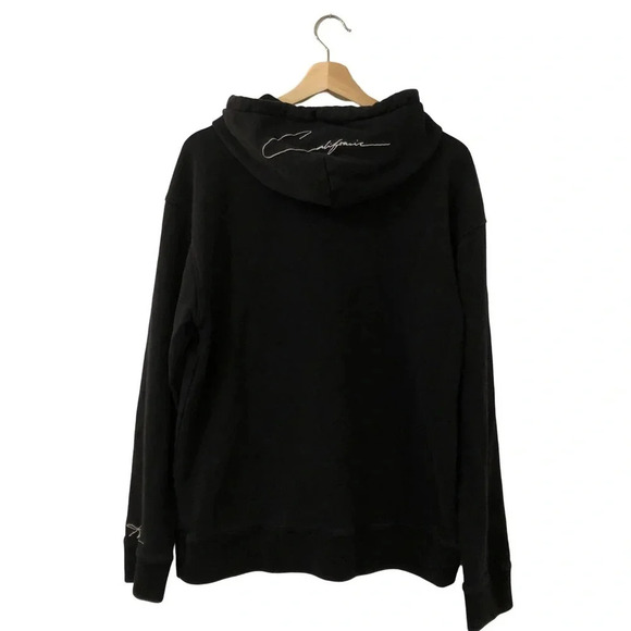 Hollister Hoodie Men's Large Embroidered Sleeve Hood Black Casual Streetwear - Picture 4 of 13